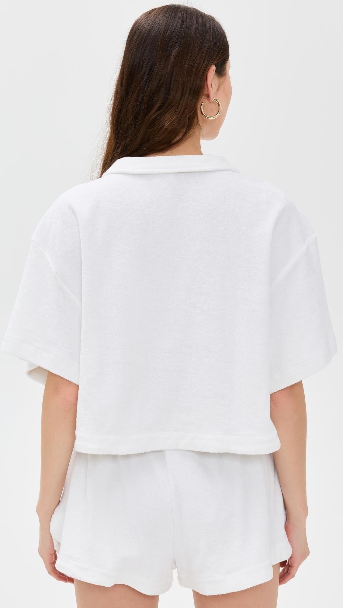 Polo Ralph LaurenHvit frottéskjorte og shortssett for dame
